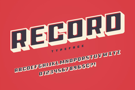 Record display font design, alphabet, typeface uppercase charactersのイラスト素材