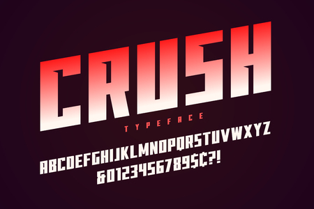 Crush display font design, alphabet, typeface, letters and numbers typographyのイラスト素材