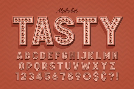 Comical tasty 3d display font design, alphabet, lettersのイラスト素材