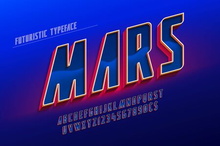 Futuristic 3d font design, colorful alphabet, typeface.のイラスト素材