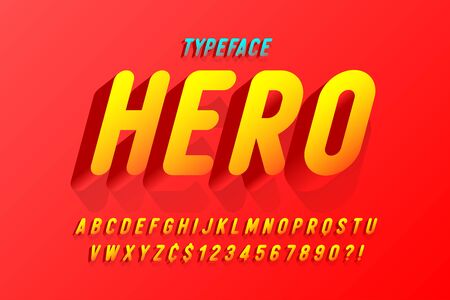 Trendy 3d comical font design, colorful alphabet, typeface.のイラスト素材