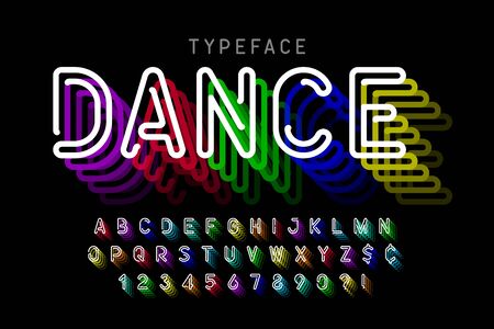 Neon light 3d alphabet, extra glowing font.のイラスト素材
