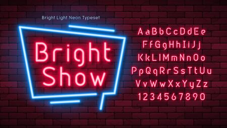 Neon light 3d alphabet, extra glowing font.のイラスト素材