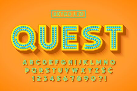 Retro led stripe font design, letters and numbers.のイラスト素材