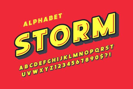 Flat extra bold bubble comical type design, colorful alphabetのイラスト素材