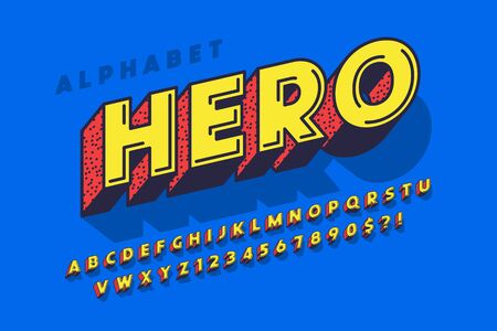 Trendy 3d comical font design, colorful alphabet, typeface.のイラスト素材