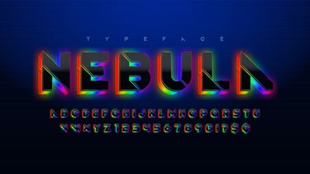 Stencil futuristic sci-fi alphabet, extra glowing space designのイラスト素材