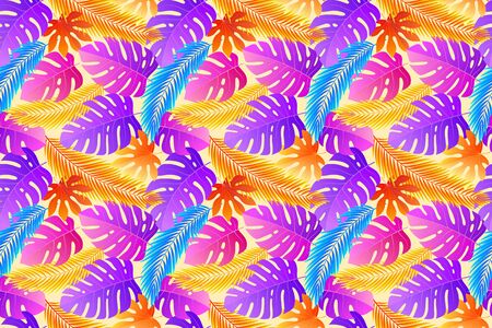 Tropical seamless natural pattern of exotic leaves.のイラスト素材