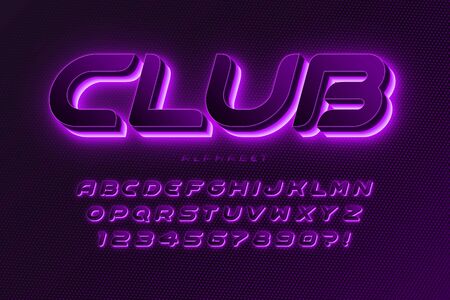 Futuristic sci-fi alphabet, extra glowing space design, creative characters set. Vector illustrationのイラスト素材