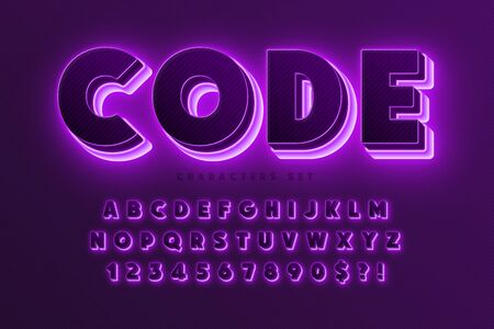 Futuristic sci-fi alphabet, extra glowing space designのイラスト素材