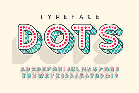 Linear modern popart alphabet design, letters and numbers.のイラスト素材