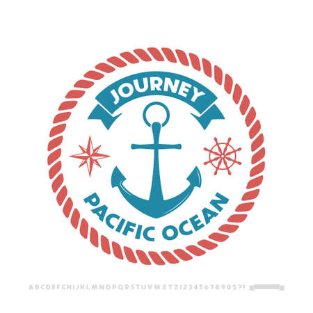 Anchor , nautical adventure emblem, t-shirt print style.のイラスト素材