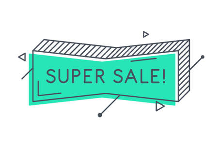Linear promotion banner shape, colorful sticker design.のイラスト素材