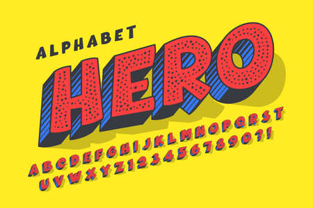 Trendy 3d comical design, colorful alphabet, typeface.のイラスト素材