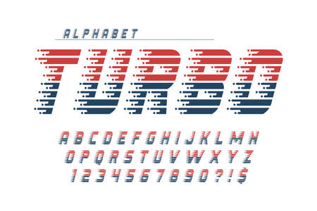 Dynamic alphabet design, vector letters and numbers.のイラスト素材