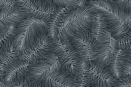 Tropical seamless natural pattern of exotic leaves.のイラスト素材