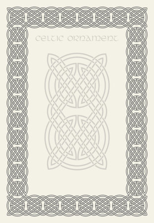 Celtic knot braided frame border ornament. Rectange size.のイラスト素材