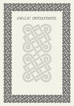 Celtic knot braided frame border ornament. Rectange size.のイラスト素材