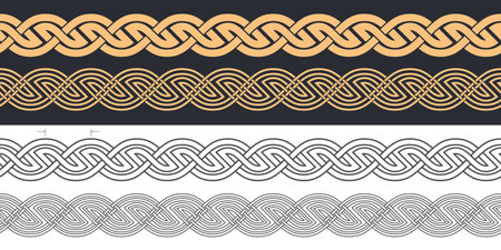 Celtic knot braided frame border ornament. Seamless ribbon.のイラスト素材