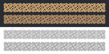 Celtic knot braided frame border ornament. Seamless ribbon.のイラスト素材