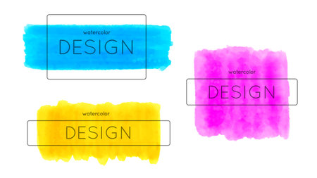 Original watercolor banner by paint brush, colorful background.のイラスト素材