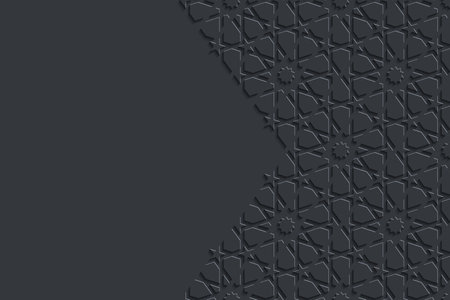 Original greeting card for Islamic holidays, black mosaic seamless pattern.のイラスト素材