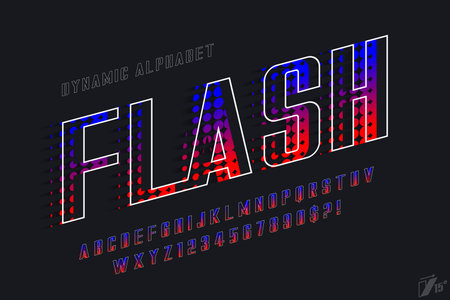 Racing alphabet design, dynamic typeface, letters and numbers.のイラスト素材