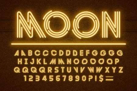 Neon light 3d alphabet, retro-futuristic original type.のイラスト素材