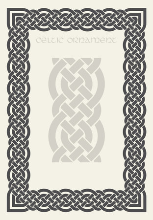 Celtic knot braided frame border ornament. Rectange size.のイラスト素材