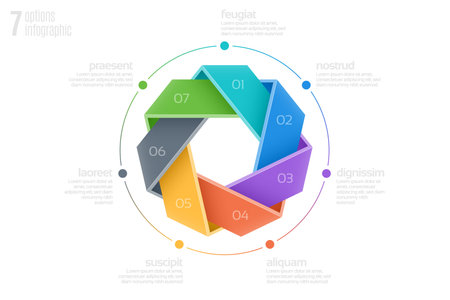 Circular diagram template with 7 options, infographic vector illustration.のイラスト素材