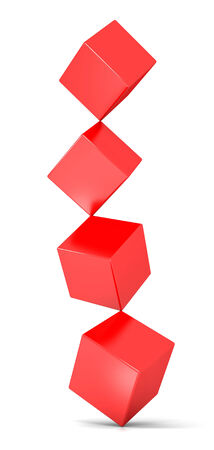3D image of cubes representing balance on white.の写真素材