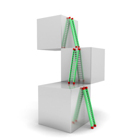 3D image of cubes with ladder representing path to successの写真素材