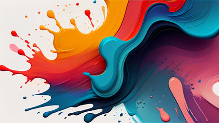 Colorful paint splashes on white background. Abstract vector illustration.の素材