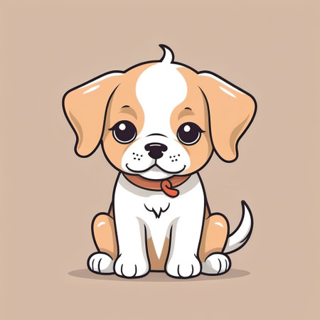 Cute cartoon dog isolated on white background. Vector illustration of a puppy.の素材