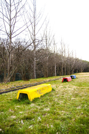 The colorful benches の写真素材