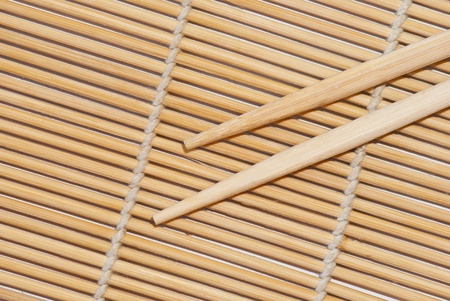 bamboo mat for sushi and chopsticksの写真素材