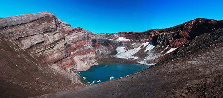 crater of a volcano in Kamchatka in the lake. Panorama.の写真素材