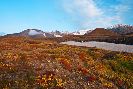 Valley in the mountains in the fall. Kamchatkaの写真素材