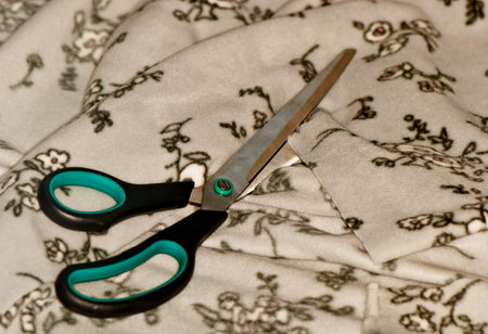 scissors cut fleece fabric with a pattern