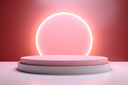 Abstract scene podium mockup. Award ceremony concept. 3d render, AI Generatedの素材