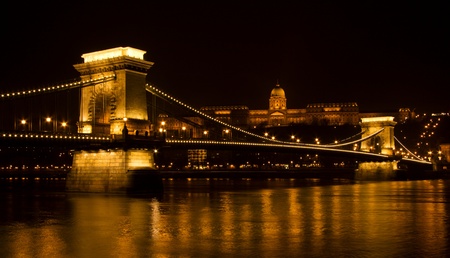 SzÃ©chenyi Chain Bridge in Budapest, Hungaryの写真素材