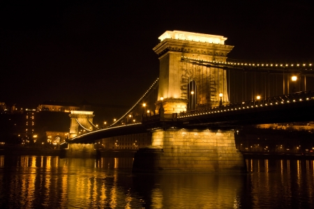 Szechenyi Chain Bridge in Budapest, Hungaryの写真素材