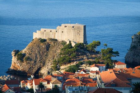 Detail of Dubrovnik Croatia at sunrise, travel backgroundの写真素材