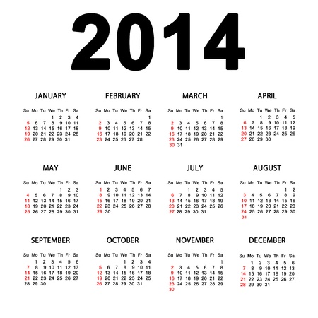 Simple great calendar for 2014の写真素材