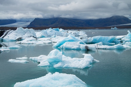 Icebergs on Jokulsarlon glacier lagoon, Icelandの写真素材