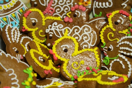 Easter homemade gingerbread backgroundの写真素材