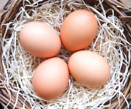 Eggs in a basket, easter decorationの写真素材