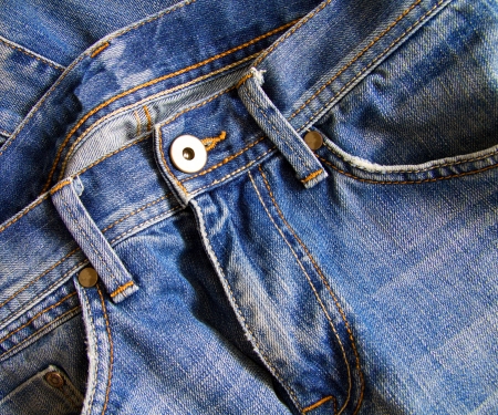 Close up of blue jeansの写真素材