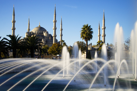 Blue Mosque with fountain, Istanbulの写真素材