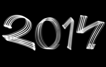 New Year 2014 Blurred White Lightsの写真素材
